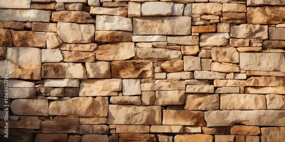 A wall of various sizes and shapes of brown sandstone, creating a beautiful and natural texture. A wall of various sizes and shapes of brown sandstone, creating a beautiful and natural texture.