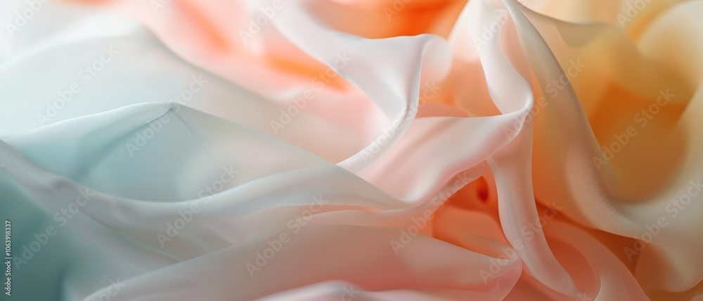 Soft, cascading folds of fabric in peach and cream hues evoke a sense of tranquility and grace, reminiscent of flowing silk or gentle waves. Soft, cascading folds of fabric in peach and cream hues evoke a sense of tranquility and grace, reminiscent of flowing silk or gentle waves.