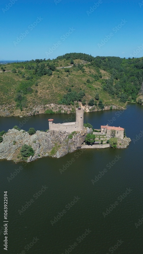 Fototapeta premium drone photo Grangent castle france europe