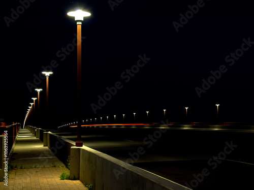 Canvastavla Night Traffic: Ghost Car Passes Over The Cotton Lane Bridge