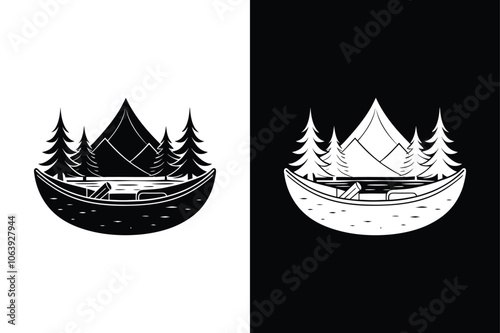 Canoe icon on White Background Vector Art Illustration on white background.	