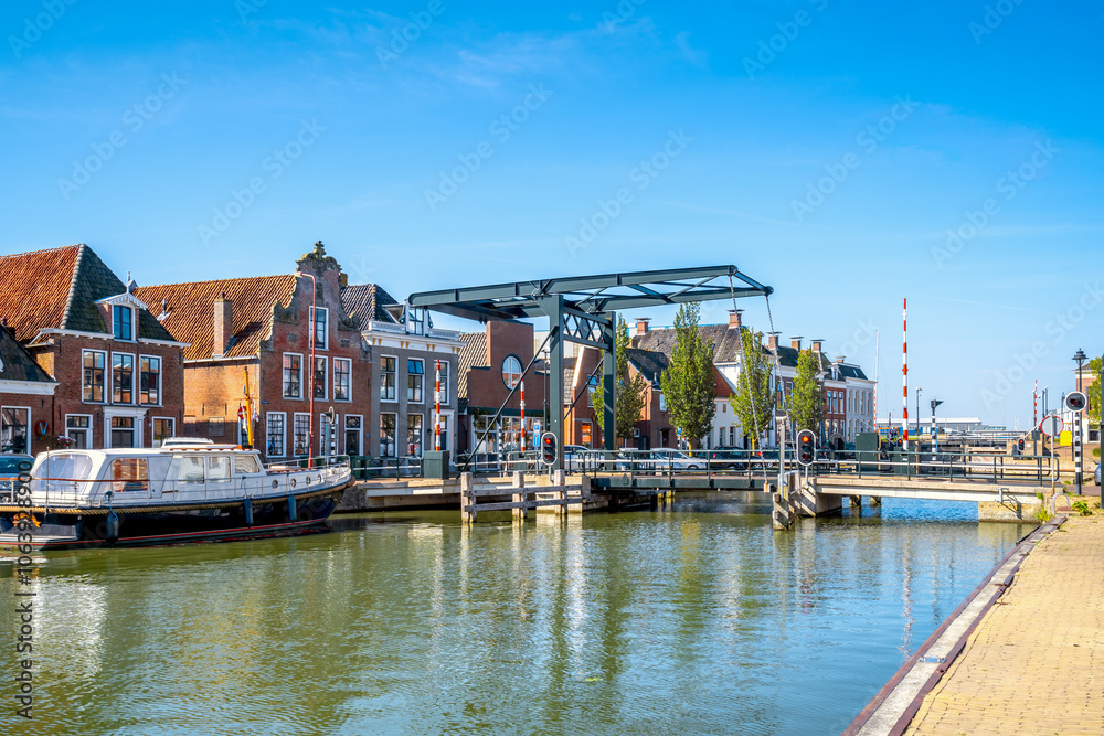 Naklejka premium Altstadt, Makkum, Niederlande 