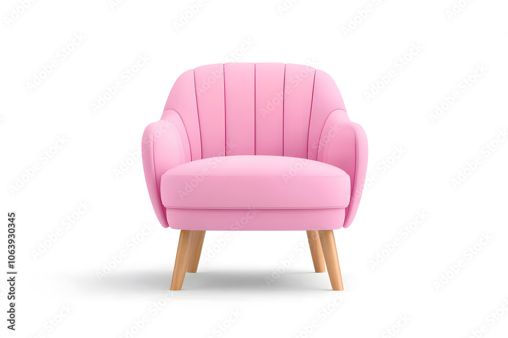 Velvet chair in art deco style isolated on white transparent background