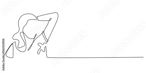 continuous line of woman with wet armpits.one line drawing of woman with bad body odor.single line of woman's body odor problem.isolated white background