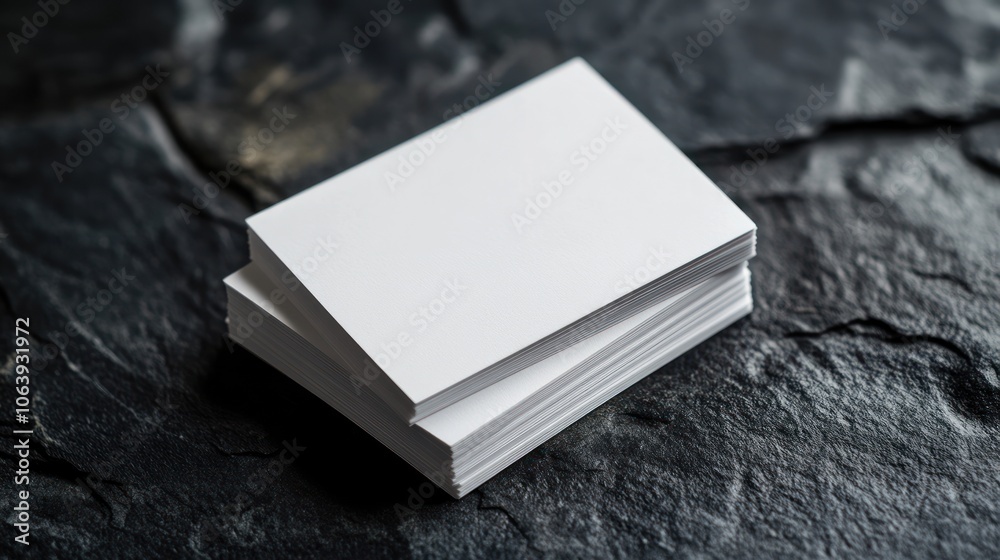 Blank Business Cards Mockup on Slate Surface Blank Business Cards Mockup on Slate Surface