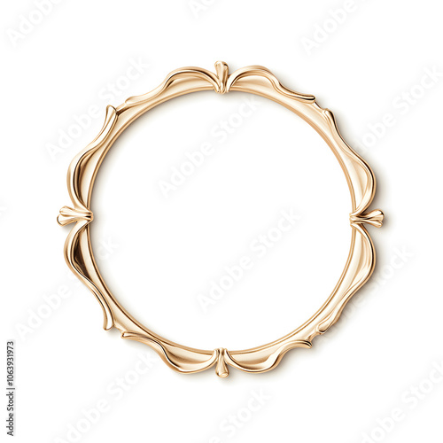 Floral metal golden frame isolated on white background