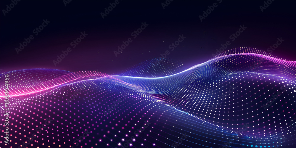 Abstract Digital Wave in Purple and Blue, Futuristic Data Flow Visualization Abstract Digital Wave in Purple and Blue, Futuristic Data Flow Visualization
