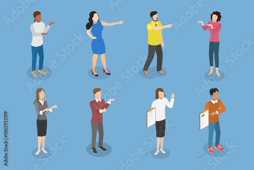 3D Isometric Flat Vector Illustration of Arm Gesture, Individuals Gesturing Enthusiastically With Hands Or Fingers