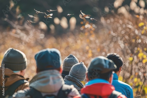 Group attending a bird watching tour