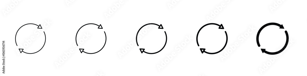 Set of 5 Repeat icon, 1 Silhouette, 1 unexpanded vector, Refresh icon, round arrows, reload icon, rotation, loop icon, circulate, circular, loading, motion, reload, repeat icon Set of 5 Repeat icon, 1 Silhouette, 1 unexpanded vector, Refresh icon, round arrows, reload icon, rotation, loop icon, circulate, circular, loading, motion, reload, repeat icon