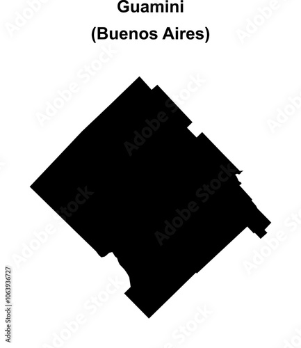 Guamini department (Buenos Aires) blank outline map photo