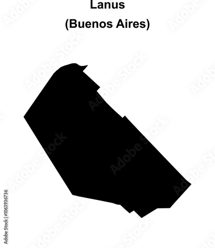 Lanus department (Buenos Aires) blank outline map