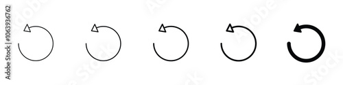Set of 5 Reset icon, 1 Silhouette, 1 unexpanded A reset icon often associated with circular arrows, rotation, refresh loops and cycle symbols like reset, refresh, reload, restart, undo, revert, update