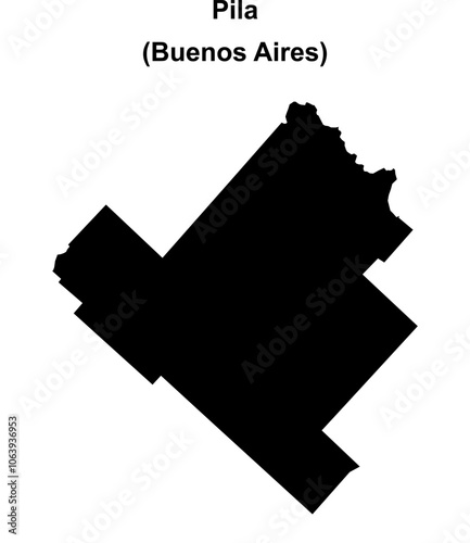 Pila department (Buenos Aires) blank outline map