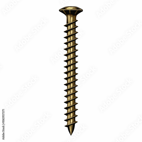 Metal screw side view Industrial or DIY element for fixing Isolated realistic vector illustration (11)