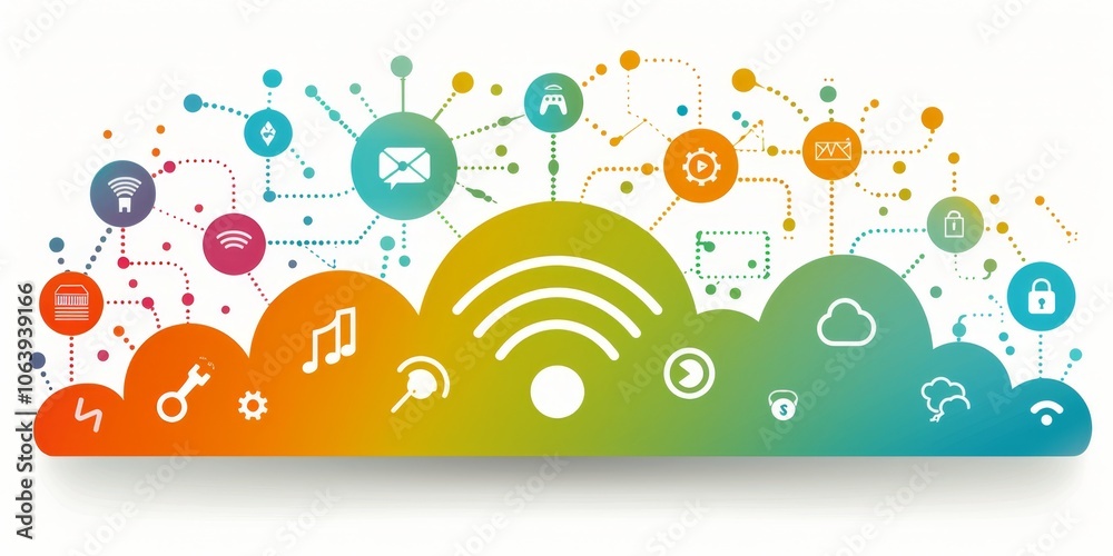 A vibrant network of interconnected devices illustrating global connectivity and innovation in technology A vibrant network of interconnected devices illustrating global connectivity and innovation in technology