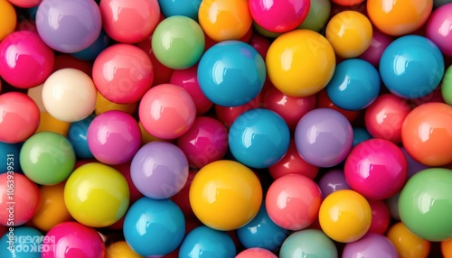 A bunch of colorful gumballs are piled on top of each other