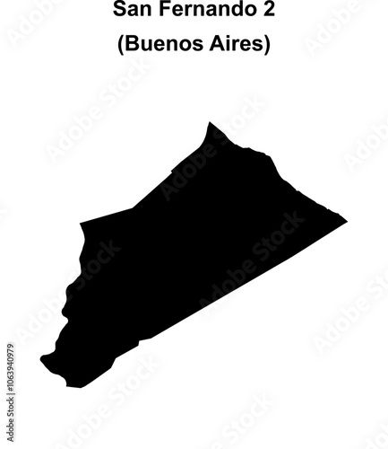 San Fernando 2 department (Buenos Aires) blank outline map