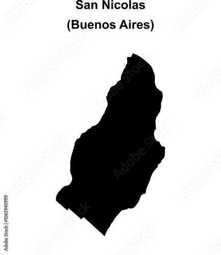 San Nicolas department (Buenos Aires) blank outline map