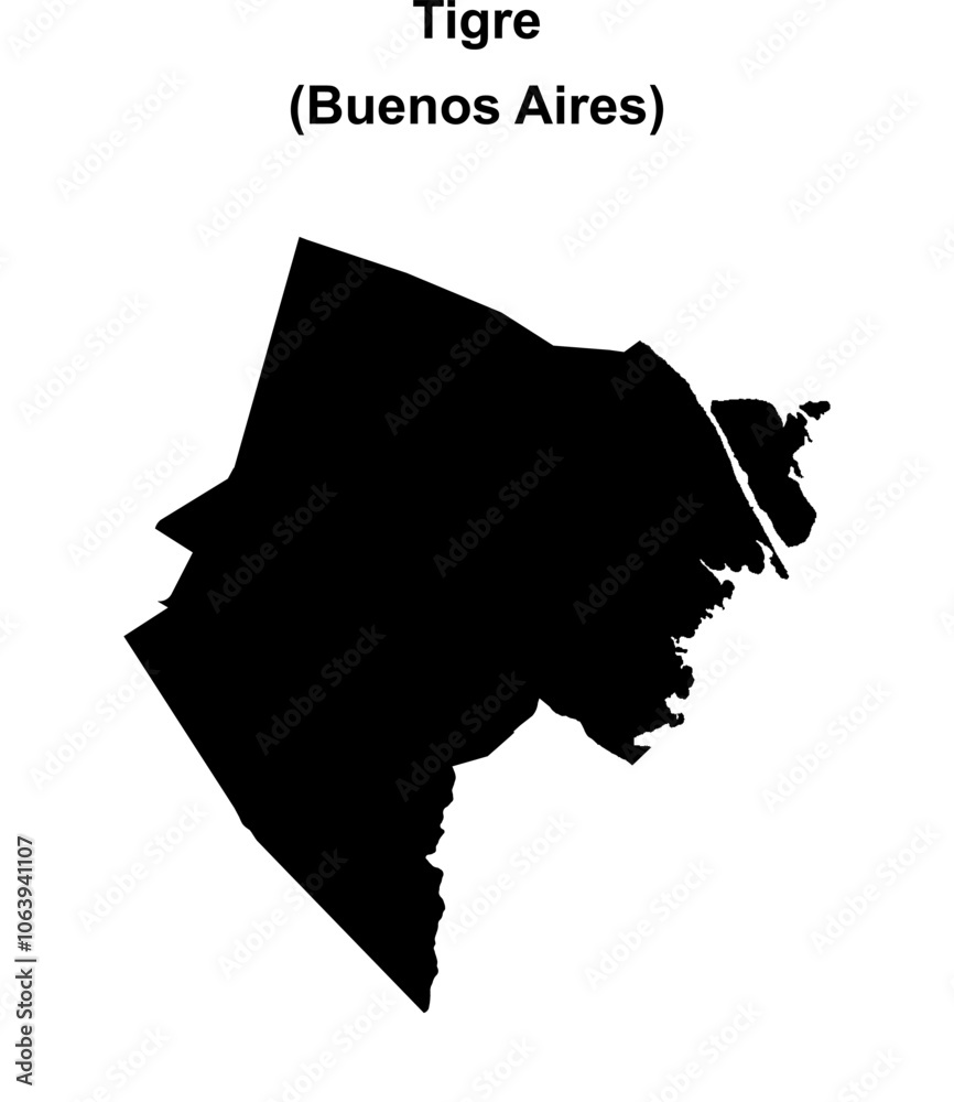 Tigre department (Buenos Aires) blank outline map Tigre department (Buenos Aires) blank outline map