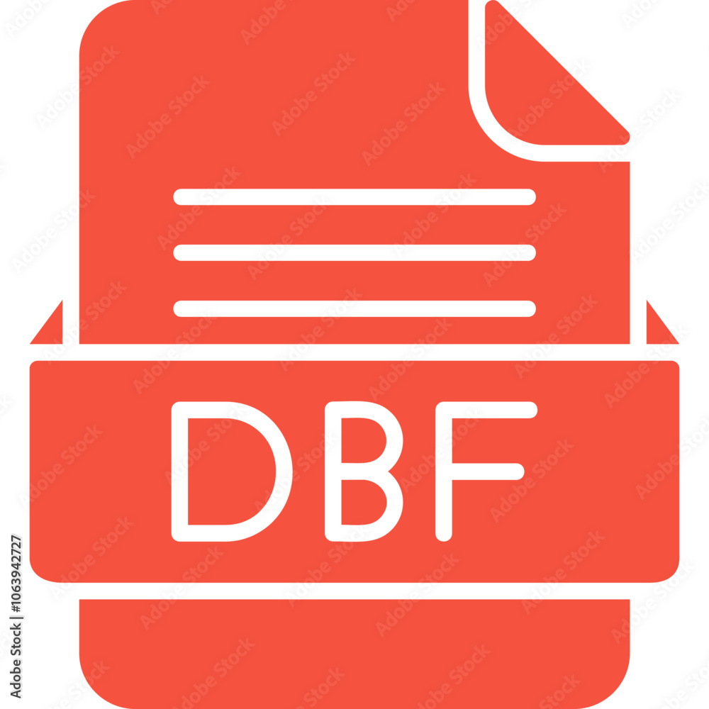 DBF File Format Vector Icon Design DBF File Format Vector Icon Design