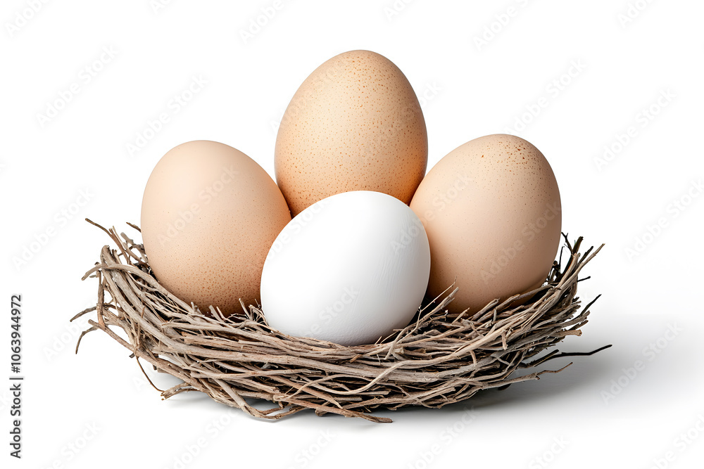 Nest with eggs isolated on white background Nest with eggs isolated on white background