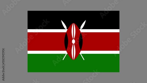 Kenya Country Flag Shapes and Elements Construction Animation