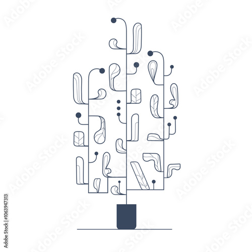 Abstract houseplant in a pot, vector illustration