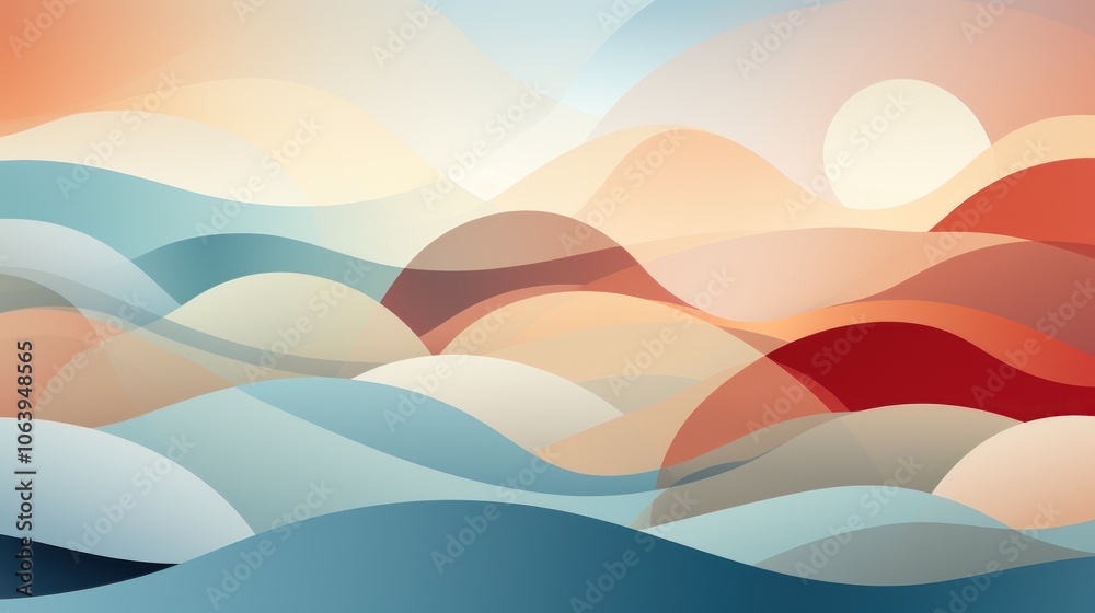 Abstract landscape with soft waves and gradients, evoking tranquility and nature. Abstract landscape with soft waves and gradients, evoking tranquility and nature.