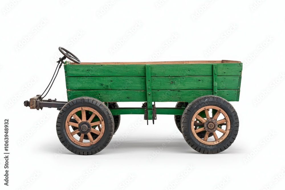 The 3D rendering shows a brown horse pulling a medieval wooden cart. The 3D rendering shows a brown horse pulling a medieval wooden cart.