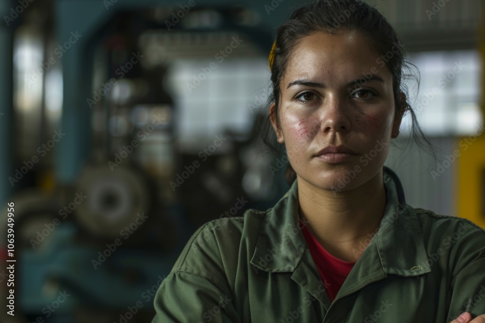 Portrait of a young adult Hispanic female Assembly Line Worker Portrait of a young adult Hispanic female Assembly Line Worker