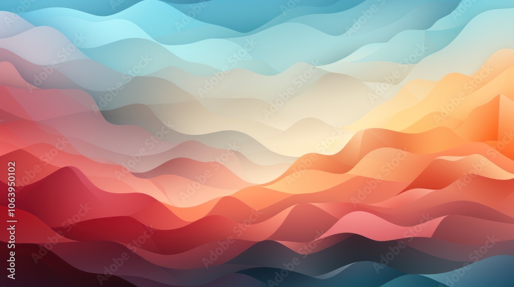Abstract waves in soft gradients create a serene, flowing landscape of color.