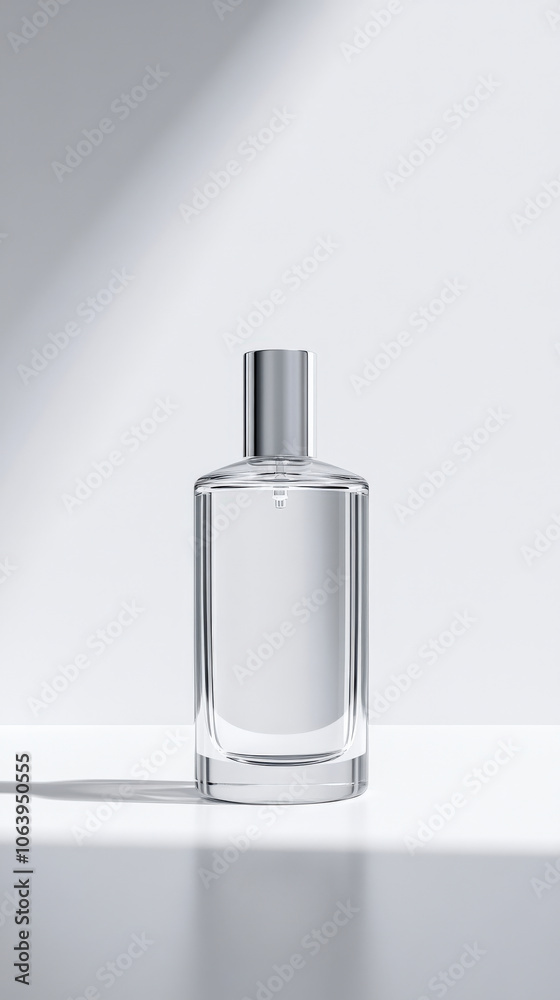 Clear skincare bottle with sleek design, reflecting light beautifully. Ideal for showcasing beauty products or minimalist aesthetics Clear skincare bottle with sleek design, reflecting light beautifully. Ideal for showcasing beauty products or minimalist aesthetics