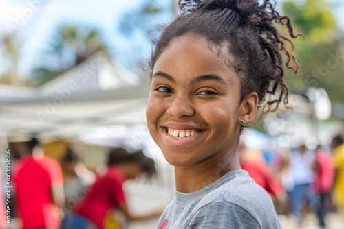 Portrait of a young female volunteer community center photo