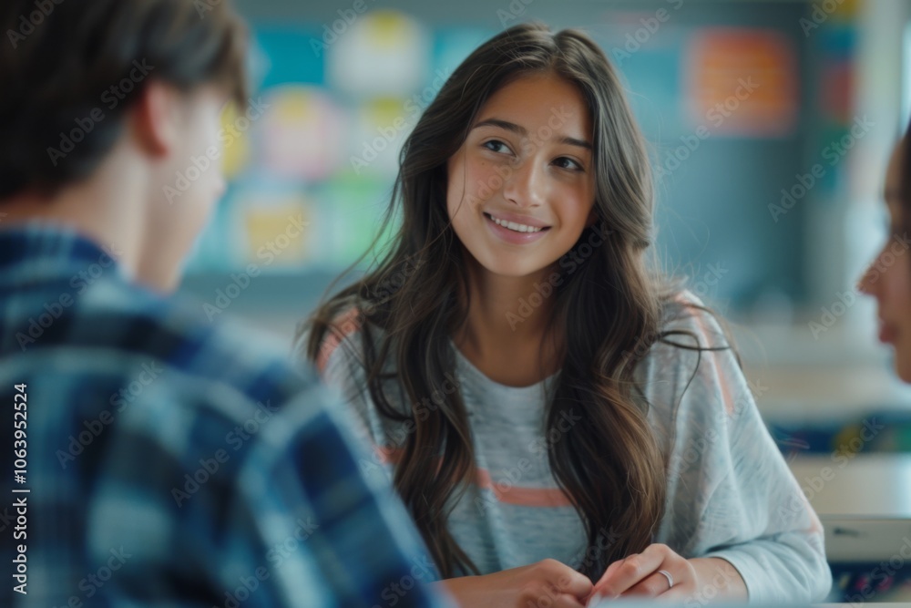 Student is talking with a school counselor about college Student is talking with a school counselor about college