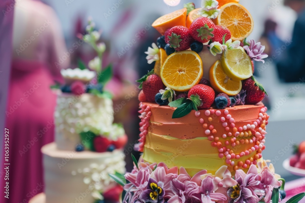 Food festival dessert competition with cakes and pastries on display