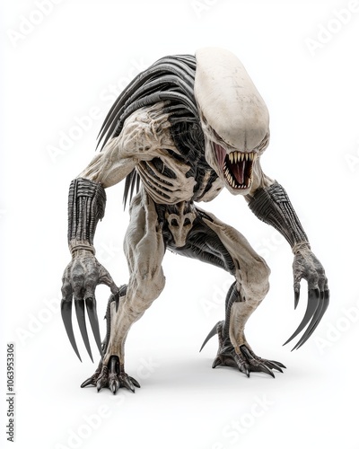 This 3D illustration is isolated on white and depicts a boogeyman horror creature. photo