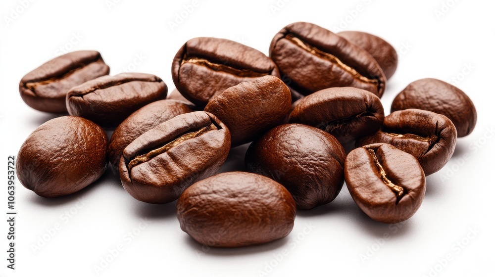 Realistic Coffee Beans on White Background