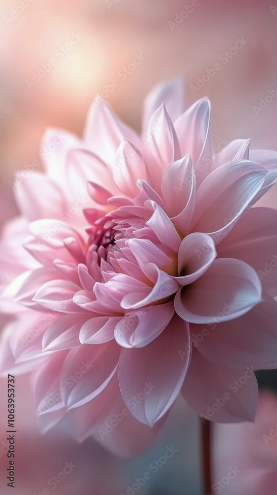 Fototapeta premium Delicate pink flower blooming in soft sunlight during early spring season