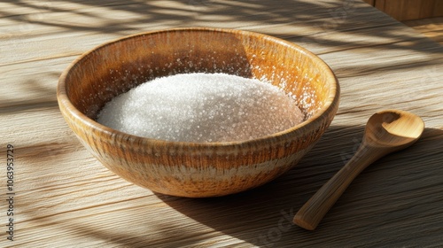 The Sugar in Wooden Bowl