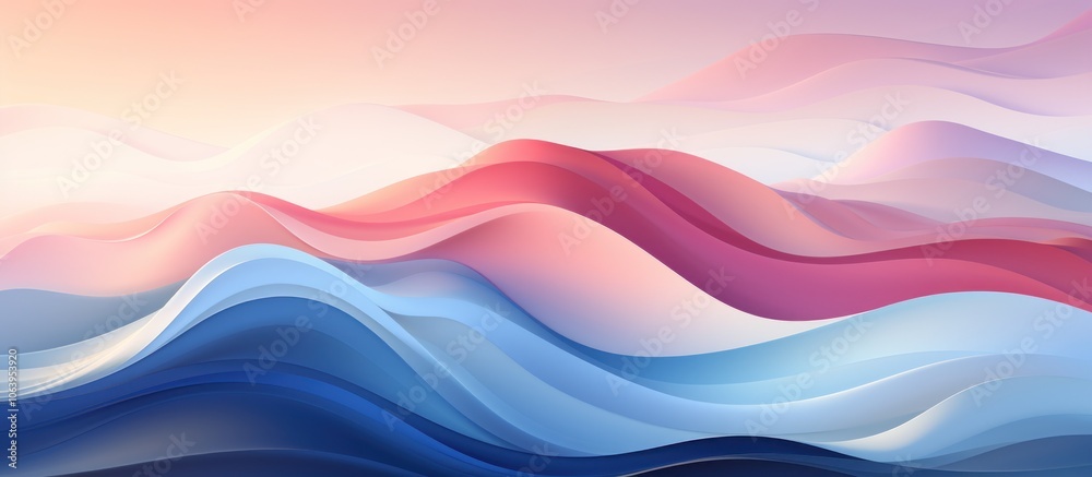 Abstract waves in soft pastel colors create a serene, flowing landscape. Abstract waves in soft pastel colors create a serene, flowing landscape.