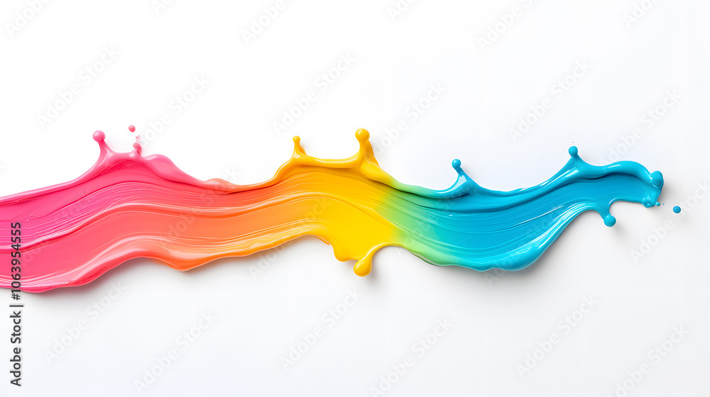 Naklejka premium Rainbow paint splash dripping isolated on white background