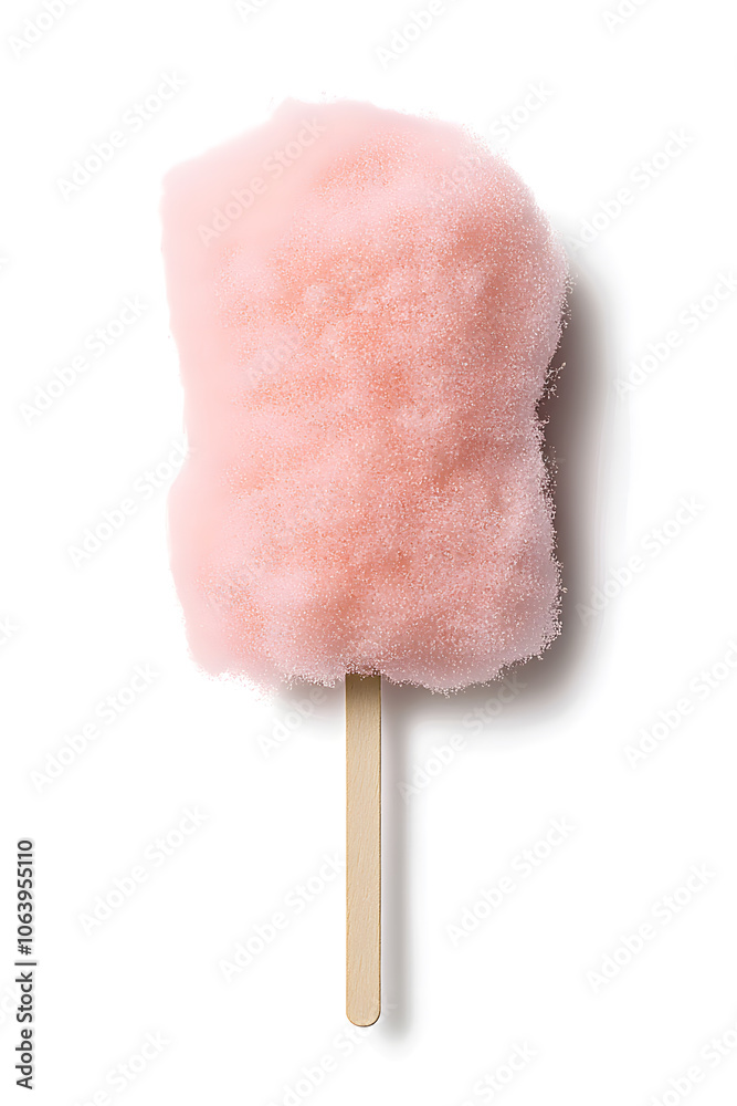 3d fluffy Pink Cotton candy on stick, isolated on white background 3d fluffy Pink Cotton candy on stick, isolated on white background
