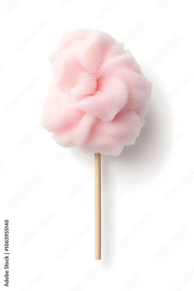 3d fluffy Pink Cotton candy on stick, isolated on white background 3d fluffy Pink Cotton candy on stick, isolated on white background