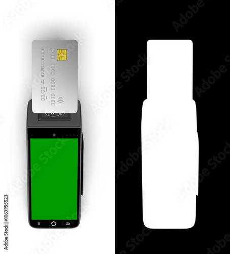 Obraz na płótnie contactless payment by card through the terminal 3d render mockup on white with alpha w salonie