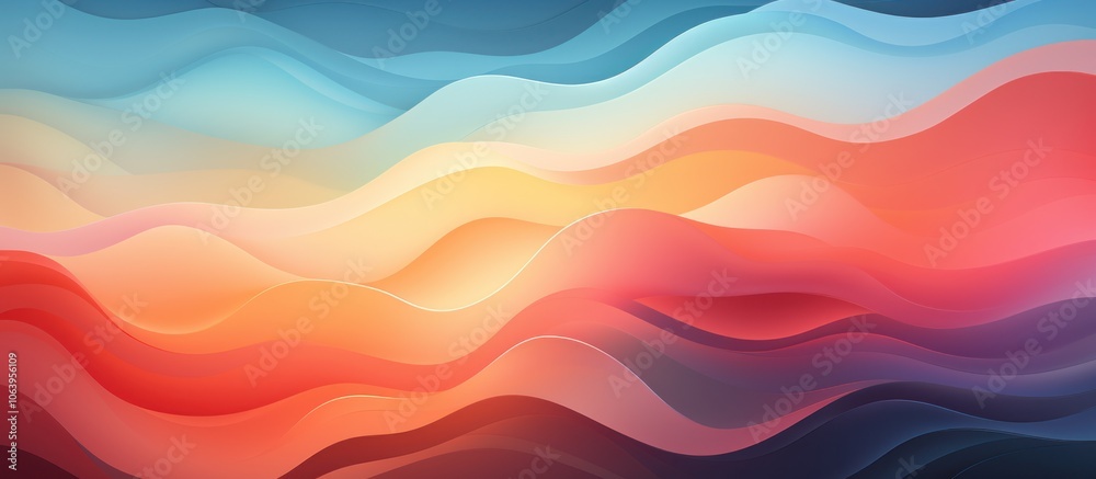 Abstract waves in gradient colors create a soothing, fluid visual experience. Abstract waves in gradient colors create a soothing, fluid visual experience.