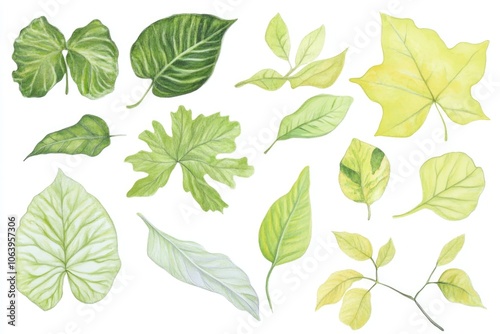 Isolated Green Leaves Watercolor Illustration - Botanical Elements for Design