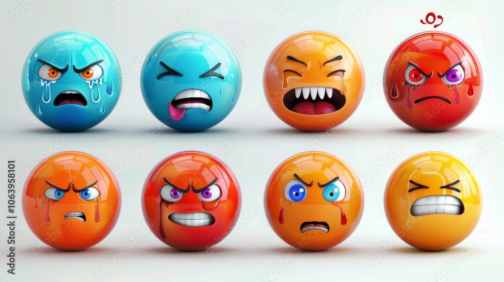 set of smiley icons on a white background set of smiley icons on a white background