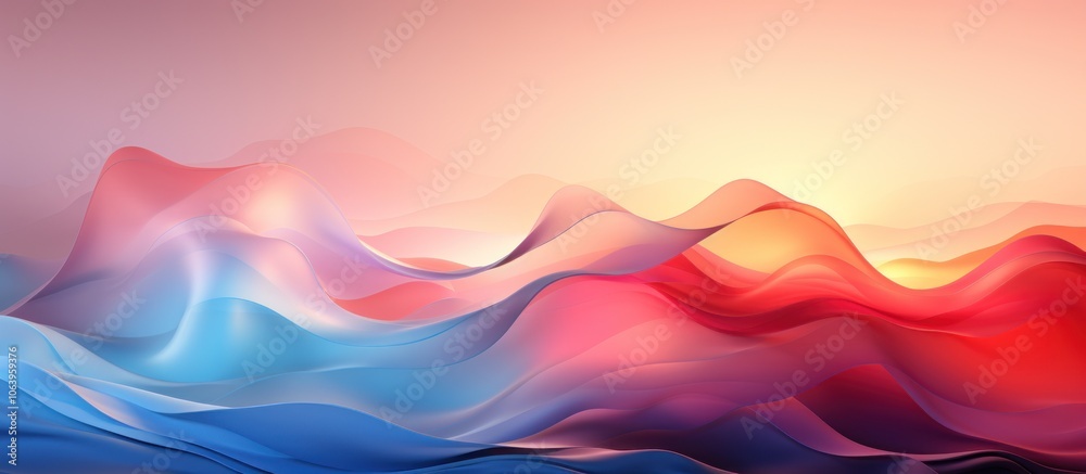 Abstract landscape with flowing waves in gradient colors, evoking calm and creativity. Abstract landscape with flowing waves in gradient colors, evoking calm and creativity.
