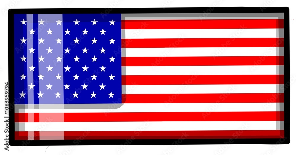 Naklejka premium An illustration depicts an isolated American flag with a white aim. This flag is colored according to American flag conventions